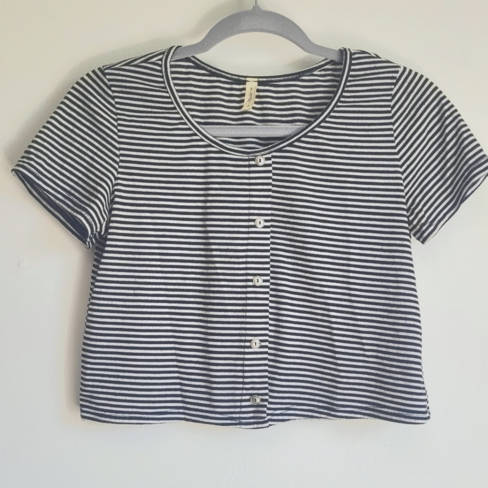 Black and white stripes crop top SMALL